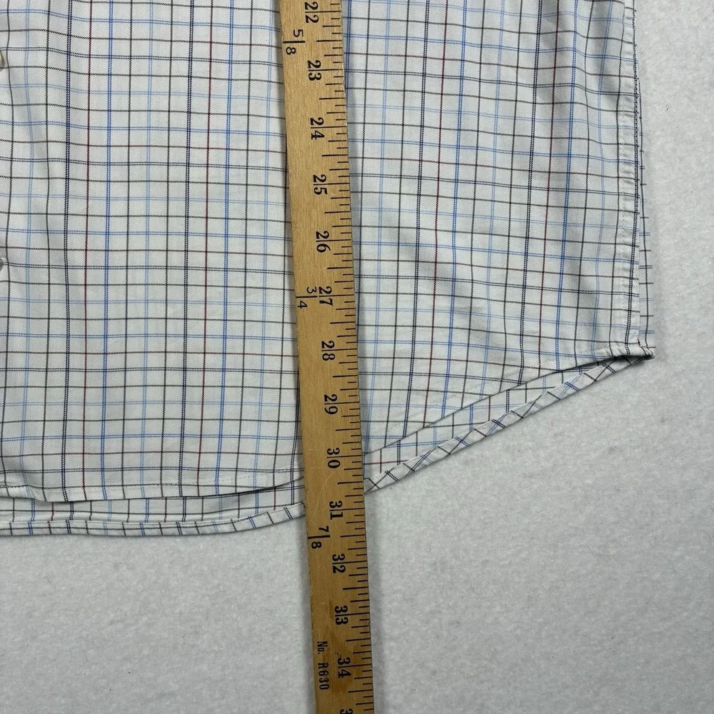 Peter Millar Mens L White Multicolor Check Button Stretch Casual Performance
